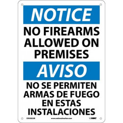 NMC ESN382 Notice, No Firearms Allowed On Premises Sign - Bilingual, 14" x 10"