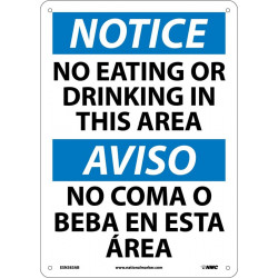 NMC ESN383 Notice, No Eating Or Drinking Sign - Bilingual, 14" x 10"