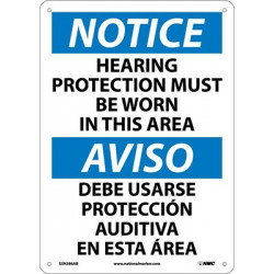 NMC ESN386 Notice, Hearing Protection Must Be Worn Sign - Bilingual, 14" x 10"