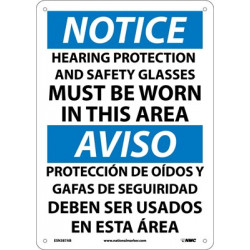NMC ESN387 Notice, Hearing Protection Must Be Worn Sign - Bilingual, 14" x 10"
