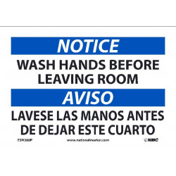 NMC ESN388P Notice, Wash Hands Bilingual Sign, 7" x 10", Adhesive Backed Vinyl