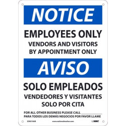 NMC ESN518 Notice, Employees Only Sign, Bilingual, 14" x 10"