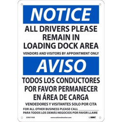 NMC ESN519 Notice, Drivers Remain Sign, Bilingual, 14" x 10"