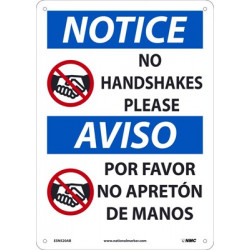 NMC ESN520 Notice, No Handshakes Please Sign, Bilingual , 14" x 10"