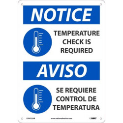 NMC ESN522 Notice, Temperature Check Is Required Sign Eng/Span, 14" x 10"
