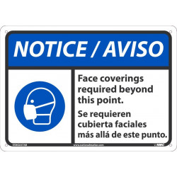 NMC ESNGA47 Notice, Face Coverings Required Beyond This Point, Eng/Esp, 14" x 10"