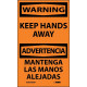 NMC ESW449AP Warning, Keep Hands Away Label, Bilingual, 5" x 3", Adhesive Backed Vinyl, 5/Pk