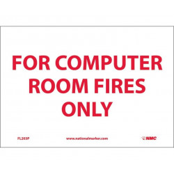 NMC FL203P For Computer Room Fires Only Sign, 7" x 10", Adhesive Backed Vinyl