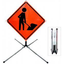 NMC FLEXSTAND Single Spring Stand, Roll Up Signs, Aluminum Legs, 28" x 7"