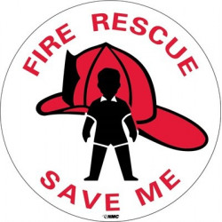 NMC FRMP Fire Rescue Save Me Sign, 4" x 4", Adhesive Backed Vinyl