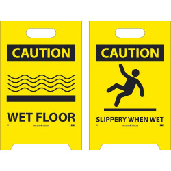 NMC FS1 Caution, Wet Floor Double-Sided Floor Sign, 19" x 12"