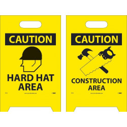 NMC FS16 Hard Hat Area Double-Sided Floor Sign, 19" x 12"