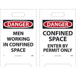 NMC FS21 Danger, Men Working In Confined Space Double-Sided Floor Sign, 19" x 12"