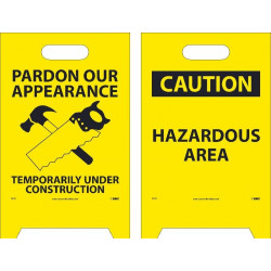 NMC FS23 Caution, Hazardous Area Double-Sided Floor Sign, 19" x 12"