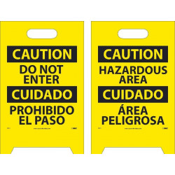NMC FS31 Caution, Do Not Enter - Bilingual Double-Sided Floor Sign, 19" x 12"