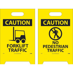 NMC FS34 Caution, Forklift Traffic Double-Sided Floor Sign, 19" x 12"