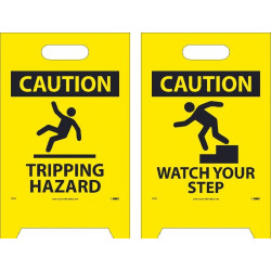 NMC FS36 Caution, Watch Your Step Double-Sided Floor Sign, 19" x 12"