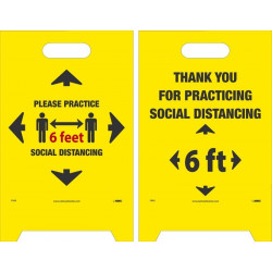 NMC FS43 Practice 6 Ft Social Dist., Dbl-Sided Floor Sign, 19" x 12"