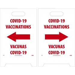 NMC FS51 Covid-19 Vaccinations (Eng/Esp), L/R Arrows, Dbl-Sided Floor Sign, 19" x 12"