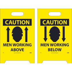 NMC FS6 Caution, Men Working Above/Below Double-Sided Floor Sign, 19" x 12"
