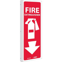 NMC FX124R Fire Extinguisher Sign (Vertical), (Dbl Faced Flanged), 12" x 4", Rigid Plastic