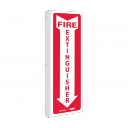 NMC FX126FR Fire Extinguisher Sign, (Vertical) Flanged, Double Sided, 12" x 4", Rigid Plastic