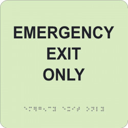 NMC GADA100BK Glow, Emergency Exit Only Braille Sign, 8" x 8"