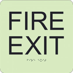 NMC GADA109BK Glow, Fire Exit Braille Sign, 8" x 8"