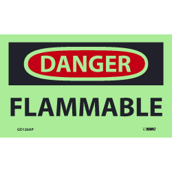 NMC GD126AP Danger, Flammable Label, 3" x 5", PS Vinylglow, 5/Pk