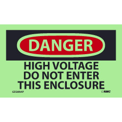 NMC GD289AP Danger, High Voltage Do Not Enter This Enclosure Label, 3" x 5", PS Vinylglow, 5/Pk