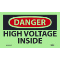NMC GD290AP Danger, High Voltage Inside Label, 3" x 5", PS Vinylglow, 5/Pk