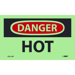 NMC GD51AP Danger, Hot Label, 3" x 5", PS Vinylglow, 5/Pk