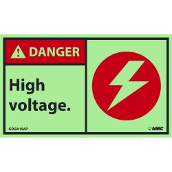 NMC GDGA10AP Danger, High Voltage Label, 3" x 5", PS Vinylglow, 5/Pk