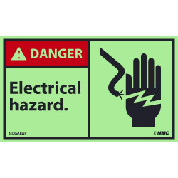 NMC GDGA8AP Danger, Electrical Hazard Label, 3" x 5", PS Vinylglow, 5/Pk