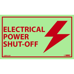 NMC GEPA1AP Electrical Power Shut-Off Label, 3" x 5", PS Vinylglow, 5/Pk