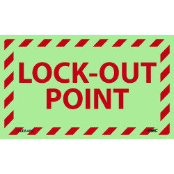 NMC GEPA4AP Lock-Out Point Label, 3" x 5", PS Vinylglow, 5/Pk