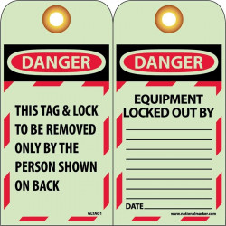 NMC GLTAG1 Danger This Tag & Lock To Be Removed Only By Tag, 6" x 3", Unrippable Vinyl, 10/Pk
