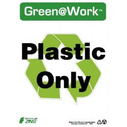 NMC GW2031 Plastic Only Sign, 14" x 10", Recycle Plastic