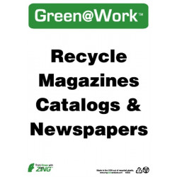 NMC GW2033 Recycle Magazines Catalogs And Newspapers Sign, 14" x 10", Recycle Plastic