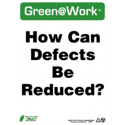 NMC GW2036 How Can Defects Be Reduced Sign, 14" x 10", Recycle Plastic