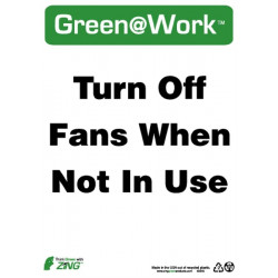 NMC GW2045 Turn Off Fans When Not In Use Sign, 14" x 10", Recycle Plastic