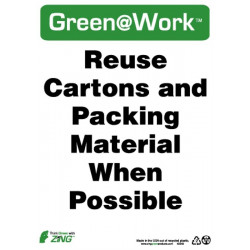 NMC GW2048 Reuse Cartons And Packing Material When Possible Sign, 14" x 10", Recycle Plastic