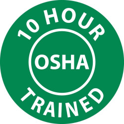 NMC HH107 10 Hour Osha Trained Hard Hat Emblem, 2" Dia, Adhesive Backed Vinyl, 25/Pk