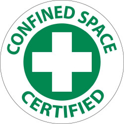 NMC HH114 Confined Space Certified Hard Hat Emblem, 2" Dia, Adhesive Backed Vinyl, 25/Pk