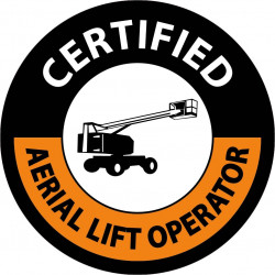 NMC HH12 Certified Aerial Lift Operator Hard Hat Emblem, 2" Dia, 25/Pk