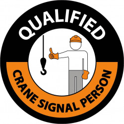 NMC HH12 Qualified Crane Signal Person Hard Hat Emblem, 2" Dia, 25/Pk