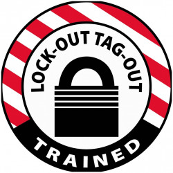 NMC HH1 Lock-Out Tag-Out Trained Hard Hat Emblem, 2" Dia, 25/Pk