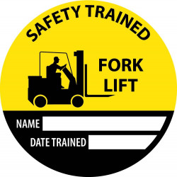NMC HH14 Safety Trained Fork Lift Name Date Trained Hard Hat Emblem, 2" Dia, 25/Pk
