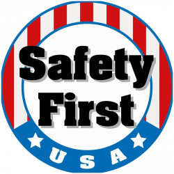 NMC HH15 Safety First USA Hard Hat Emblem, 2" Dia, 25/Pk