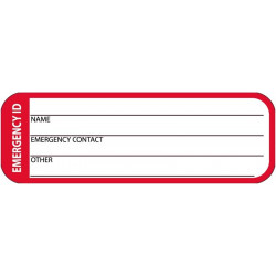 NMC HH171 Emergency ID Name Emergency Contact Other Hard Hat Label, 1" x 3", Adhesive Backed Vinyl, 25/Pk